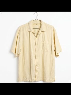 Tommy Bahama 100% Silk Camp Shirt Cream Beige Button Up Men's Size Medium